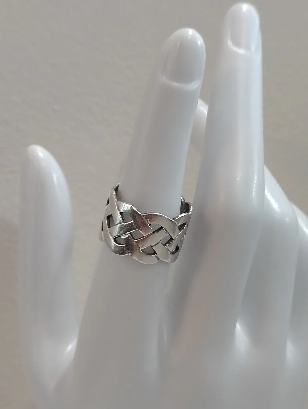 Celtic Knot Band Ring Size 6 Woven Weave Vintage 925 Sterling Silver Wide